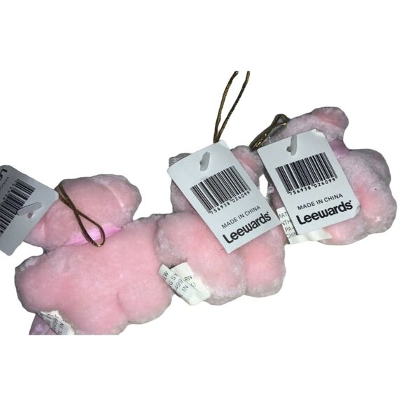 LeeWards 3 inch Pink Plush Vintage Teddy Bear Ornaments Set of 3 - Picture 5 of 5